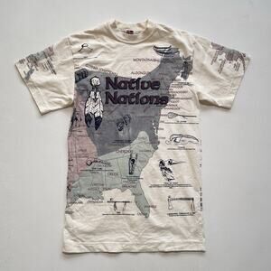 Vtg 90s Native Nations AOP T-Shirt / Art Unlimited Sportswear / Sz M / US Map